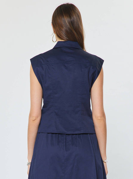 Cotton Cap Sleeve Cropped Shirt