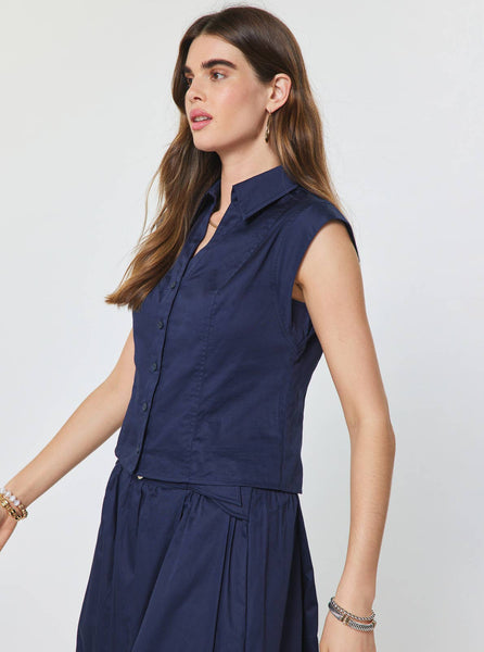 Cotton Cap Sleeve Cropped Shirt