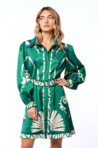 Long Sleeve Print Shirt Dress