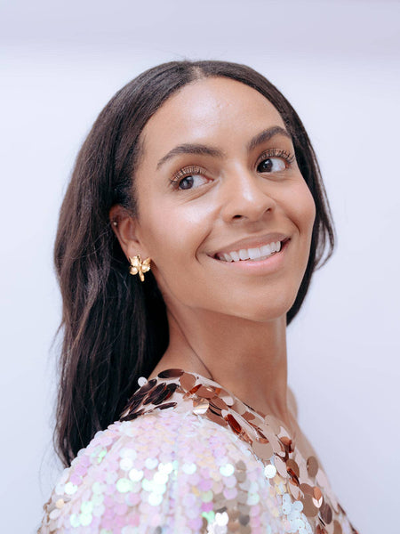 The Pink Reef Tiny Golden Orchid Earring