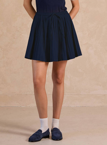 Pleated A-line Mini Skirt