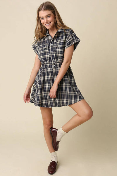 Lexi Plaid Mini Shirt Dress