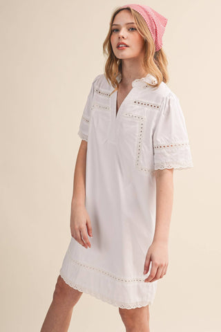 Cotton Eyelet Short Sleeve Dress – Welle Studio