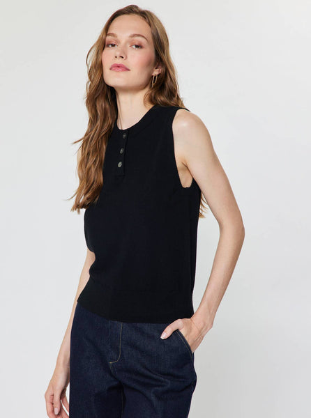 Sleeveless Henley Knit Vest