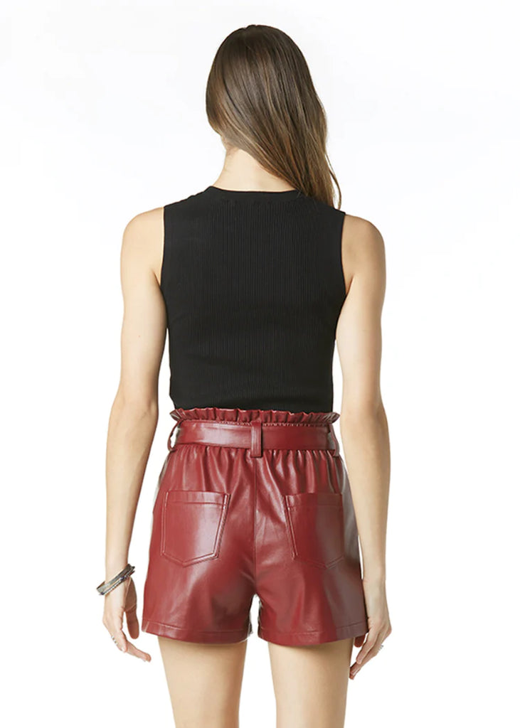 Leather 2025 tie shorts