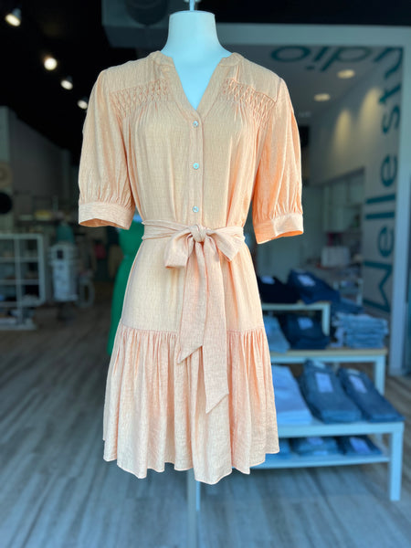 Button Down Shirt Dress - Apricot