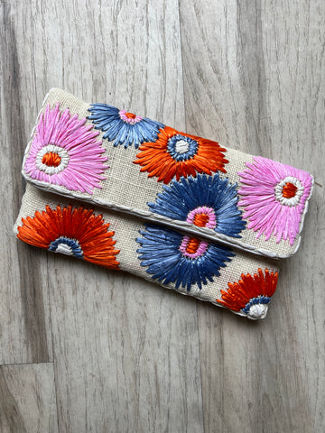 Floral Raffia Clutch