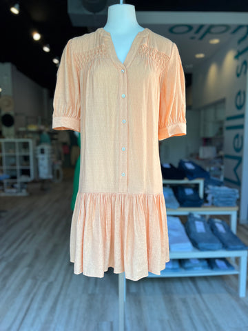 Button Down Shirt Dress - Apricot
