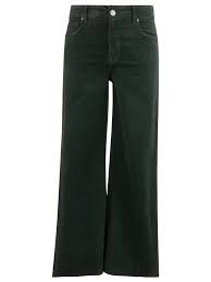 Meg High-Rise Fab AB Wide Leg Raw Hem - Evergreen