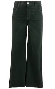 Meg High-Rise Fab AB Wide Leg Raw Hem - Evergreen