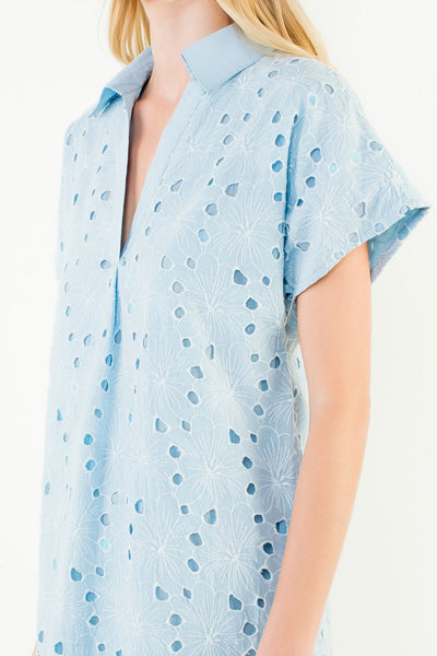 Cotton Eyelet Short Sleeve Dress