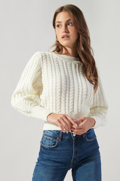 Cable Knit Balloon Sleeve Sweater