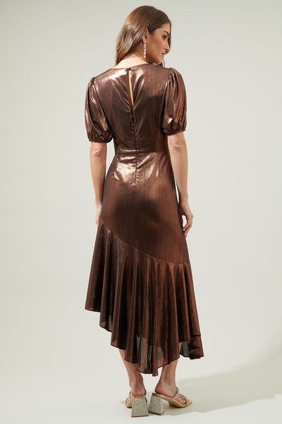 Liquid Copper Midi Dress