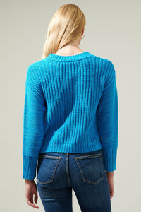 Caribbean Pointelle Long Sleeve Sweater