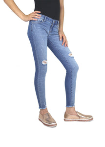 Girls Two Toned Distressed Skinny Jeans