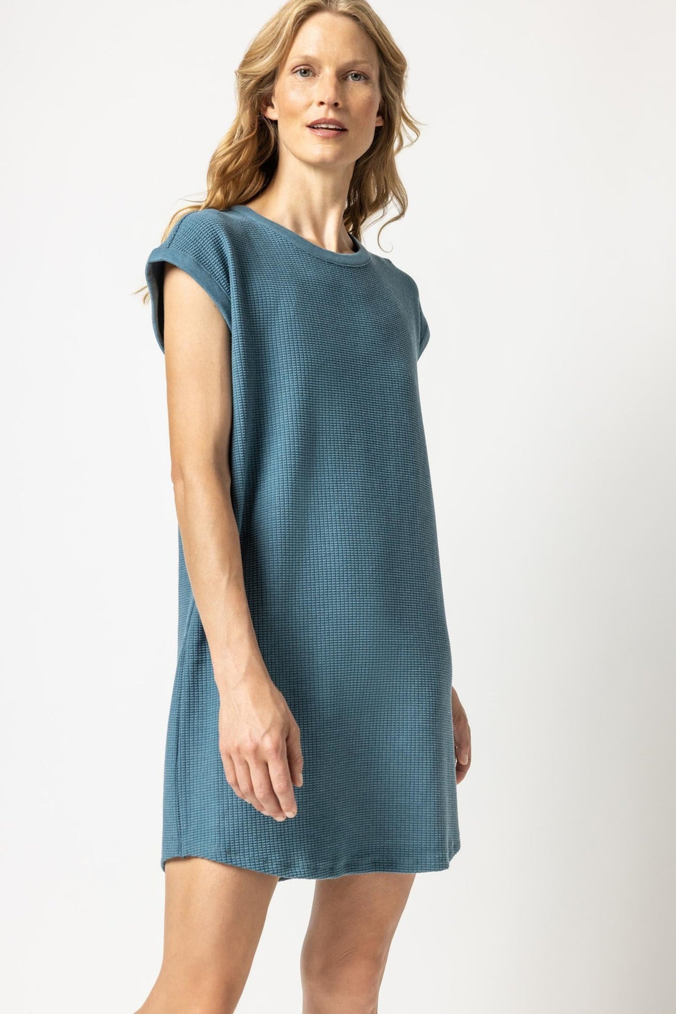 Rib Trim Crewneck Dress
