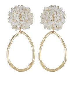 Beaded Pom Teardrop Earrings