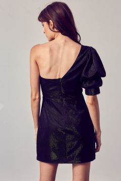 One Shoulder Detail Shimmer Dress