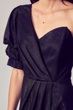 One Shoulder Detail Shimmer Dress