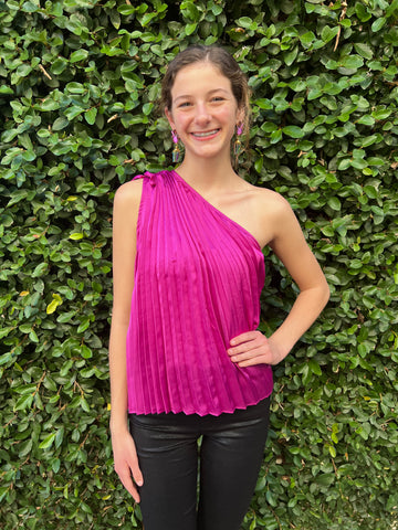 Pleated One Shoulder Top