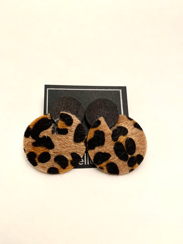 Cowhide Leopard Disk Earring