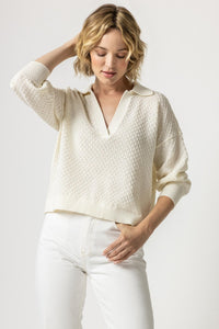 3/4 Sleeve Polo Sweater