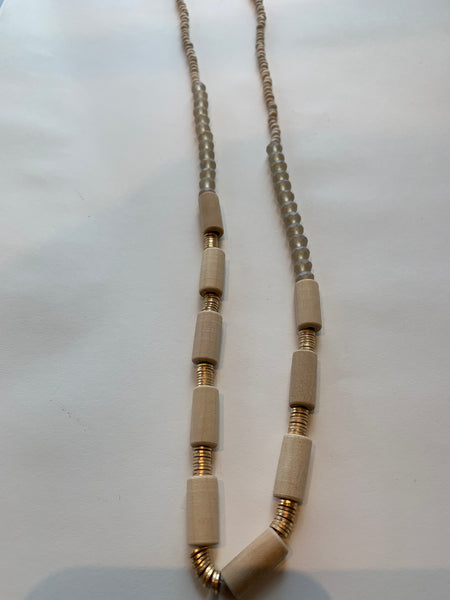 Wood Pipe Bead Necklace