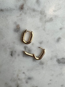 Gold Hing Oval Huggie Earrings